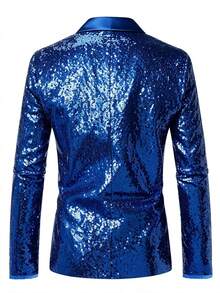 Blazer Payet Pria, Pakaian untuk Pertunjukan Panggung di Bar dan Klub Malam - Biru - View 3