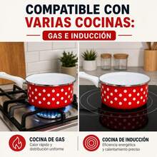 Cacerola universal antiadherente con estampado de puntos y mango único. - Ver 3