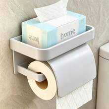 Wall-Mounted Toilet Paper Holder, Self-Adhesive Design With Built-In Storage Shelf, Suitable For Various Bathroom Styles, Minimalist And Elegant, No Drilling Required - View 8