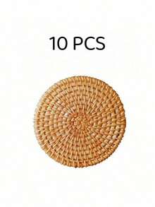 1pc/5pcs Round Woven Rattan Heat-Resistant Coasters, Heat-Resistant Pot Mats, Suitable For Kitchen And Dining Room. Wooden Storage Tea Set Accessories, Suitable For Valentine's Day, Wedding, Birthday And Other Occasions. - Multicolor - View 10