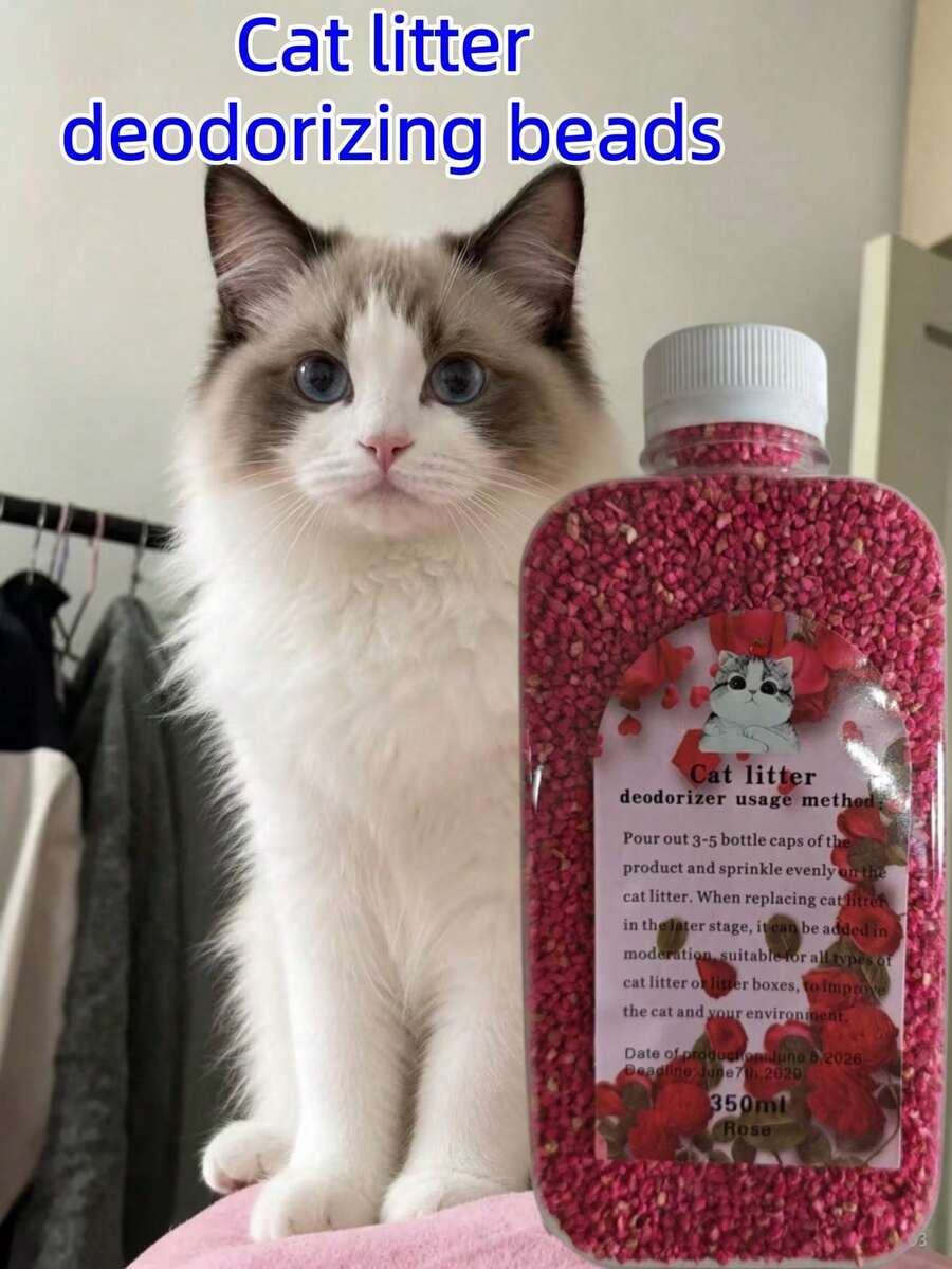 1 Bottle 350ml Cat Litter Deodorizer Beads, Long-Lasting Odor Control For Cat Litter Box, Deodorizer, Cat Supplies, Pet Supplies, Fresh Home Fragrance, Pet Deodorizer, Also Suitable For Other Small Animals (Multiple Scents Available) - Multicolor - View 1