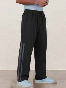 1 pezzo Pantaloni lunghi casual comodi e versatili con strisce laterali per ragazzi adolescenti - nero - Visualizzare 4