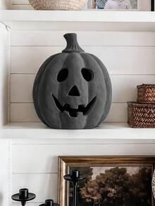 Halloween Decor - Black Handcrafted Clay Pumpkin Lantern | Autumn Decoration, Table Centerpiece, Indoor/Outdoor Decor, Suitable For Porch, Yard, Front Door, Mantel - Multicolor - View 6