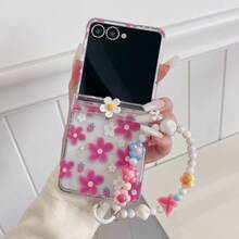 Casing Ponsel Engsel Motif Bunga Daisy Kecil Merah Mawar 3D untuk Galaxy Z Flip3/Flip4/Flip5/Flip6/8 Layar Lipat Perlindungan Anti Jatuh Penuh - MultiWarna - View 4