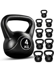 A Kettlebell Available In Various Weights And Made Of Plastic; Suitable For Fitness Training For Both Men And Women; Black; A Round, Weighted Fitness Tool Designed For Strength And Swinging Exercises. - Black - View 2