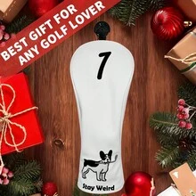 Sarung Kepala Stik Golf, Sarung Kepala Driver, Fairway, Hybrid, Blade, Mallet, Putter, Motif Anak Anjing Lucu, Bahan PU Premium, Aksesoris Golf - Putih - View 7
