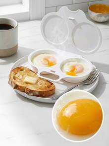 2pcs Microwave Egg Cooker/Poacher, Non-Electric Heat-Resistant PP Plastic, Dual Egg Cups With Insulated Base, Space-Saving Breakfast Cooking Tool, Suitable For Home, Office, Dorm, Easy To Clean Kitchen Gadget - Multicolor - View 9