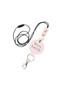 Personalized Badge Reel & Beaded Wristlet Keychain Set, Custom Name Retractable ID Card Holder For Nurses, Teachers & Office Staff - Multicolor - View 13