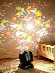 1pc Starry Sky Christmas Projection Night Light, USB Rechargeable Dynamic Light Projection Lamp, Romantic Atmosphere Light, Suitable For Bedroom Bedside, Living Room, Party, Home Decor, Room Decoration - Multicolor - View 5