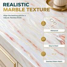 1 Roll Yellow Marble Wallpaper Marble Pattern Renovation Sticker Thickened Version Extra Thick Wallpaper Kitchen Oil-Proof Sticker Heat-Resistant Waterproof Moisture-Proof Mold-Proof Stove Self-Adhesive Wallpaper Tile Wall Cabinet Desktop Renovation Yellow Faux Marble Film Sticker Wall Sticker Home Decor Sticker Winter Decoration Renovation Sticker - Pattern - View 2