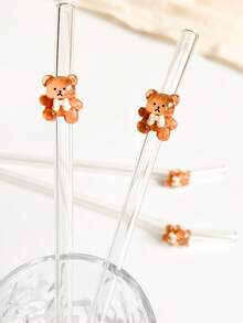 1/2/4pcs Chili Pepper Shaped Glass Drinking Straws, Suitable For Water Cups, Reusable Bent Transparent Thick Glass Straw Set, Kitchen Accessories, Straw Caps, Cold Drinks, Milk Tea, Coffee, Bar, Home, Back To School, Autumn Gifts, Halloween, Christmas - View 2