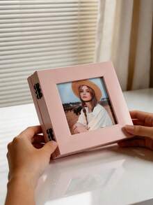 1pc Foldable Multi-Panel Hinged Photo Frame, Pink Square Desktop Photo Frame, Independent Collage Photo Frame, Suitable For Family Portraits, Couple Photos, Desktop Decoration, Home Beautification Display And Memorial Photo Display - Multi-color - View 11