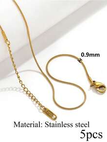 5 Pcs 18K Gold-Plated Stainless Steel Cross, Coiled Snake, And Box-Shaped Necklace Chains For DIY Pendant Jewelry Making Materials - Chain - View 14