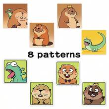 500pcs Cute Cartoon Square Sticker Roll, Kawaii Beaver Frog Lizard Animal Sticker, Self-Adhesive Waterproof Labels With Different Designs, Used For Gift Sealing, Scrapbook, DIY Crafts, Packaging Decoration. - Multicolor - View 5