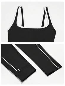 MFVIM Women's Sports Colorblock Tank Top Hollow Back Design Jumpsuit Showcasing Beautiful Shoulder Blades - Black - View 11