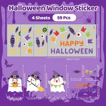 萬聖節 Trick Or Treat 靜電窗貼 防水耐用，滑動門窗裝飾用品，節日場景佈置 - 彩色 - 查看 8