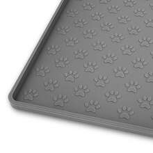 Alfombrilla de silicona con muchas huellas de patas para mascotas, perro y gato, impermeable para prevenir el desbordamiento de comida y agua - Rosa - Ver 16
