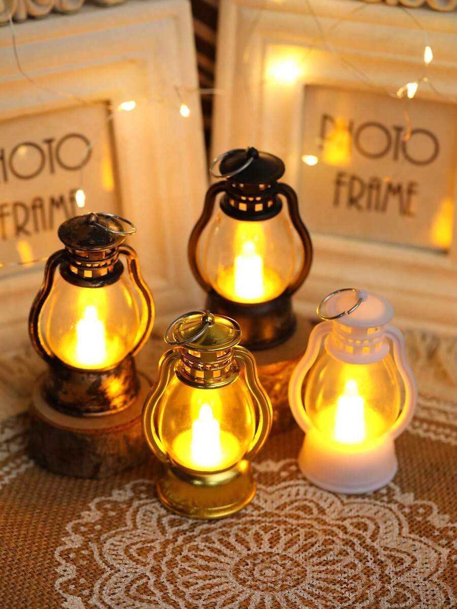 1PC Mini Retro Decoration Lantern Light For Home Decoration, With Battery, Indoor Room Desktop Decoration Night Light, Mini Wind Light, Suitable For Holiday, Party, Wedding Decoration, Bedroom Decoration LED Candle Light,Chrismas Decor Light