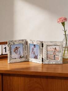 1pc Foldable Multi-Panel Hinged Photo Frame, Pink Square Desktop Photo Frame, Independent Collage Photo Frame, Suitable For Family Portraits, Couple Photos, Desktop Decoration, Home Beautification Display And Memorial Photo Display - Multi-color - View 6