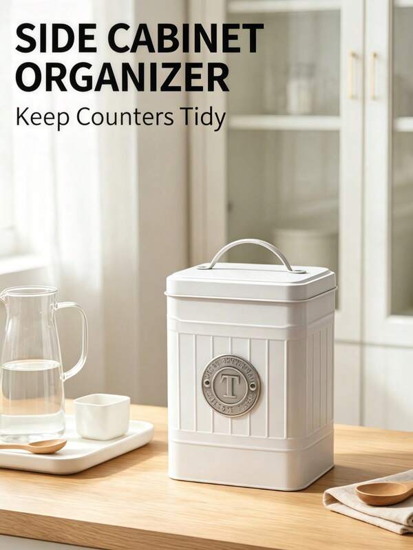 3pcs Vintage Cream White Storage Jars ,With Metal Handle Lids, 15*10cm Airtight Food Storage Containers, Perfect For Loose Leaf Tea, Coffee Beans, Sugar Cubes, Dry Goods & Kitchen Organization. Patterns Shipped At Random