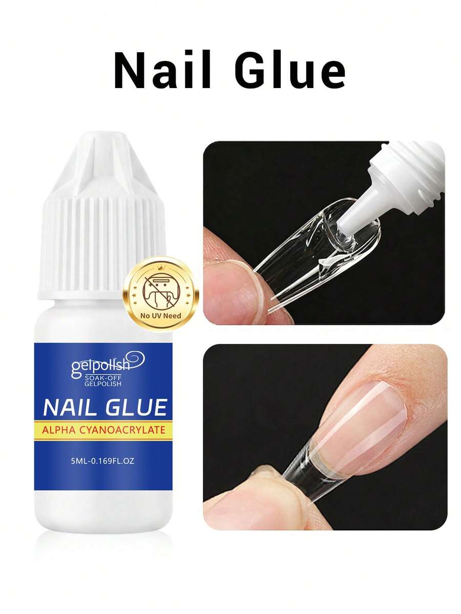 GELPOLISH 超強力美甲膠，適用於壓克力指甲、美甲貼片、穿戴式假指甲，沙龍級刷塗式美甲膠，易上色，持久耐用