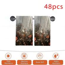 2/4/48pcs Halloween Series Wildflower Forest Ghost Pattern Printed Kitchen Towels - Ultra Soft, Highly Absorbent Polyester Dishcloths And Hand Towels, Perfect For Holiday Decor, Kitchen Decor, Party Decor - Multicolor - View 14