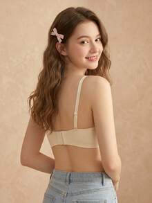 Women's Push-Up Lace Bra, Embroidered Bandeau Lingerie For Small Chest, Floral Backless Design, Suitable For Flat Chest [Flat Chest Special] - Champagne - View 5