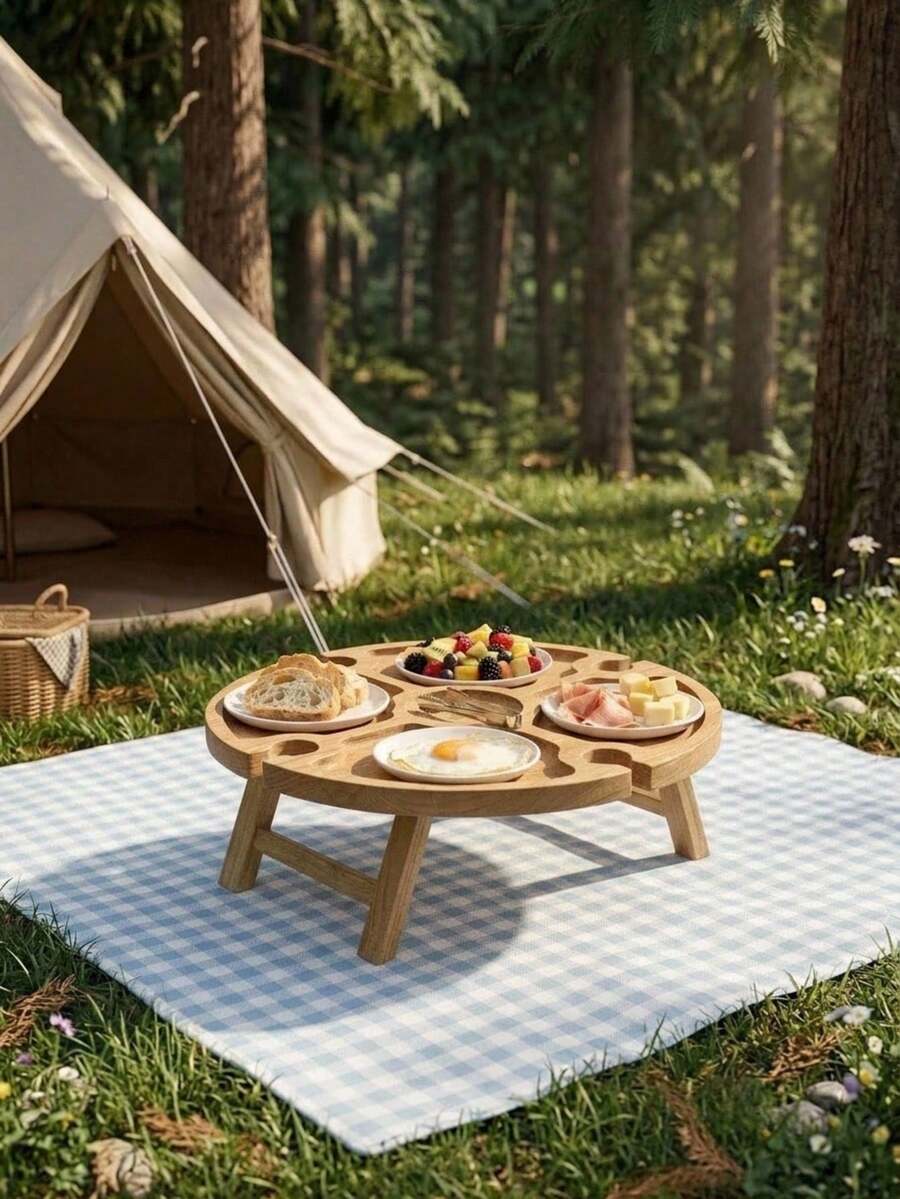 Cirelle Bandeja de cama 1 pieza en madera natural con patas plegables (diseño ergonómico y ligero), ideal para desayunos en la cama, aperitivos, vino, tablet o libro.Perfecta para uso interior (cama, sofá, escritorio) y exterior (picnic, jardín, balcón).Patas de acero resistente con recubrimiento antideslizante - Multicolor - Ver 1