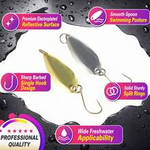 金屬匙形釣魚路亞，高反光金銀色匙形路亞附單鉤，平滑游動的人造餌，輕量旋轉路亞，適用於鱒魚、鱸魚、淡水釣魚，多色可選 - 彩色 - 查看 2
