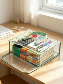 This Set Includes A Transparent PVC Folder Storage Box And A Black Small Mesh Bag. This Large Capacity Multi-Layer Waterproof Work Bag Is Designed To Be Lightweight And Features Cartoon Patterns, Capable Of Storing Tablets, A4 Paper, Books And Office Supplies. The Durable And Portable Folder Allows For Easy Viewing Of Internal Items, Making It An Ideal Choice For Organizing Study Materials. This Multi-Functional Portable Stationery Bag Is A Great Gift For Students, Teachers, Friends And Family, And Is A Practical And Stylish Choice For Graduation Or Back-To-School Season. - Multicolor - View 6