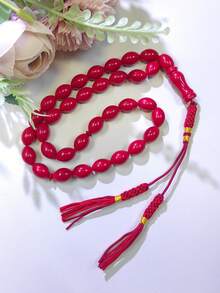1pc Oval 33-Bead Muslim Men's Prayer Beads, Colorful Resin Material High-Quality Prayer Beads, Daily Wear, Festival Wear, Couple Prayer Beads - Multicolor - View 9