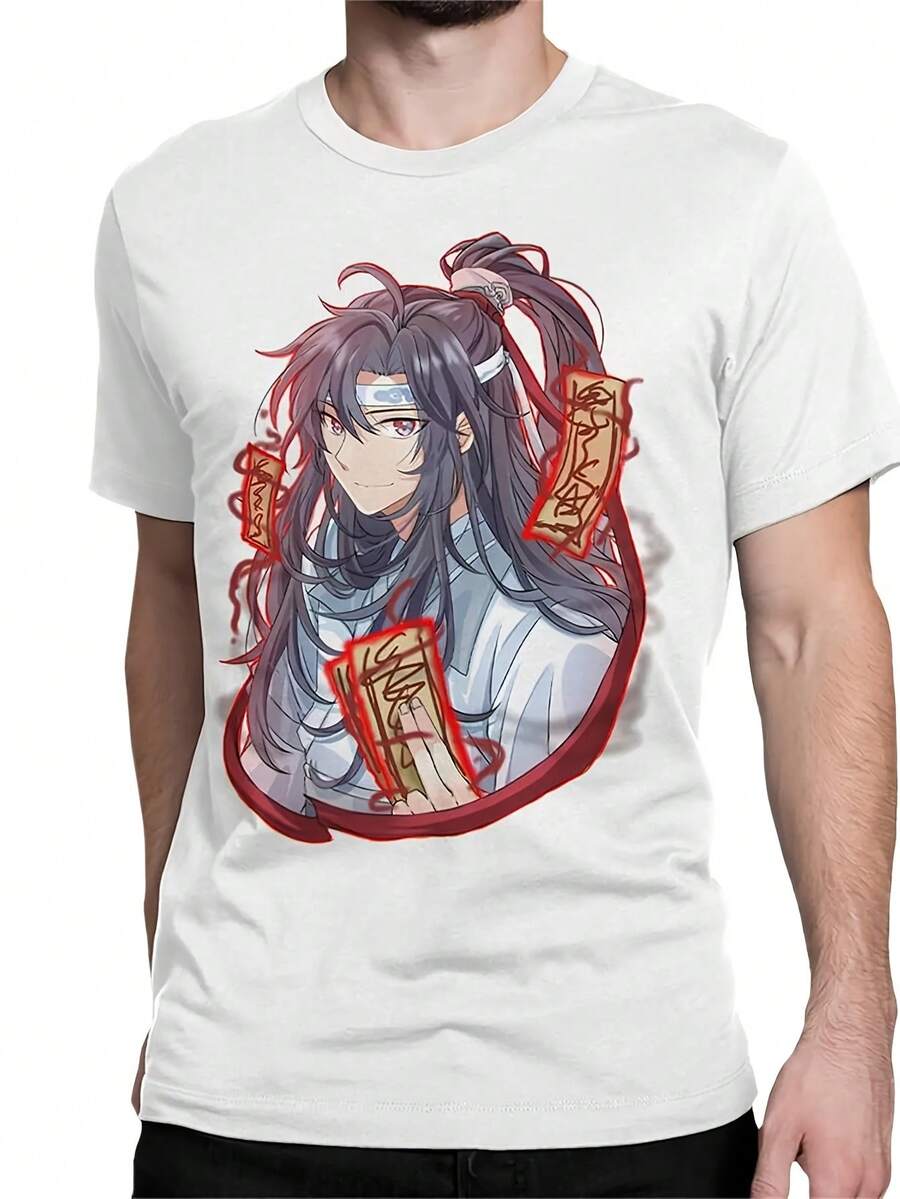 Local Warehouse Pure Cotton Unisex Y2K Streetwear Summer Grandmaster Of Demonic Cultivation Wei Wuxian T-Shirt, Cotton T-Shirt, Men's Sizes - White - View 1