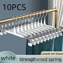 Coated Adjustable Pant Hangers, Available In 5/10/20 Pack, Rust-Proof Non-Slip No-Mark Clips, Multi-Functional For Pants & Skirts, Household Laundry Storage, No Fabric Damage - View 15