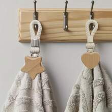 2pcs Bathroom Towel Hooks, Cotton Ring Towel Clips For Bathroom, Kitchen Tea Towel Hooks, Wall Mounted Storage Hooks, Space Saving Organizer, Farmhouse Bathroom Accessories, Cute Rustic Decor, Perfect Mother's Day Gift For Mom's Home - Multicolor - View 14
