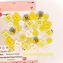 11/22/33/44/55/66/77/88/99Pcs Yellow Series Random Mixed Resin Buttons, Bee Apple Heart Shaped Decorative Sewing Buttons, DIY Accessories For Doll Clothes, Scrapbooking Crafts, Random Style - Multicolor - View 3