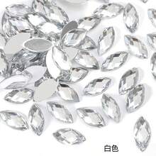 100顆/包 7*15mm 橄欖形水鑽，壓克力銀色底平背水鑽，尖頭橄欖形不對稱無孔水鑽，適用於舞蹈服裝、包包、鞋子DIY裝飾 - C - 查看 30