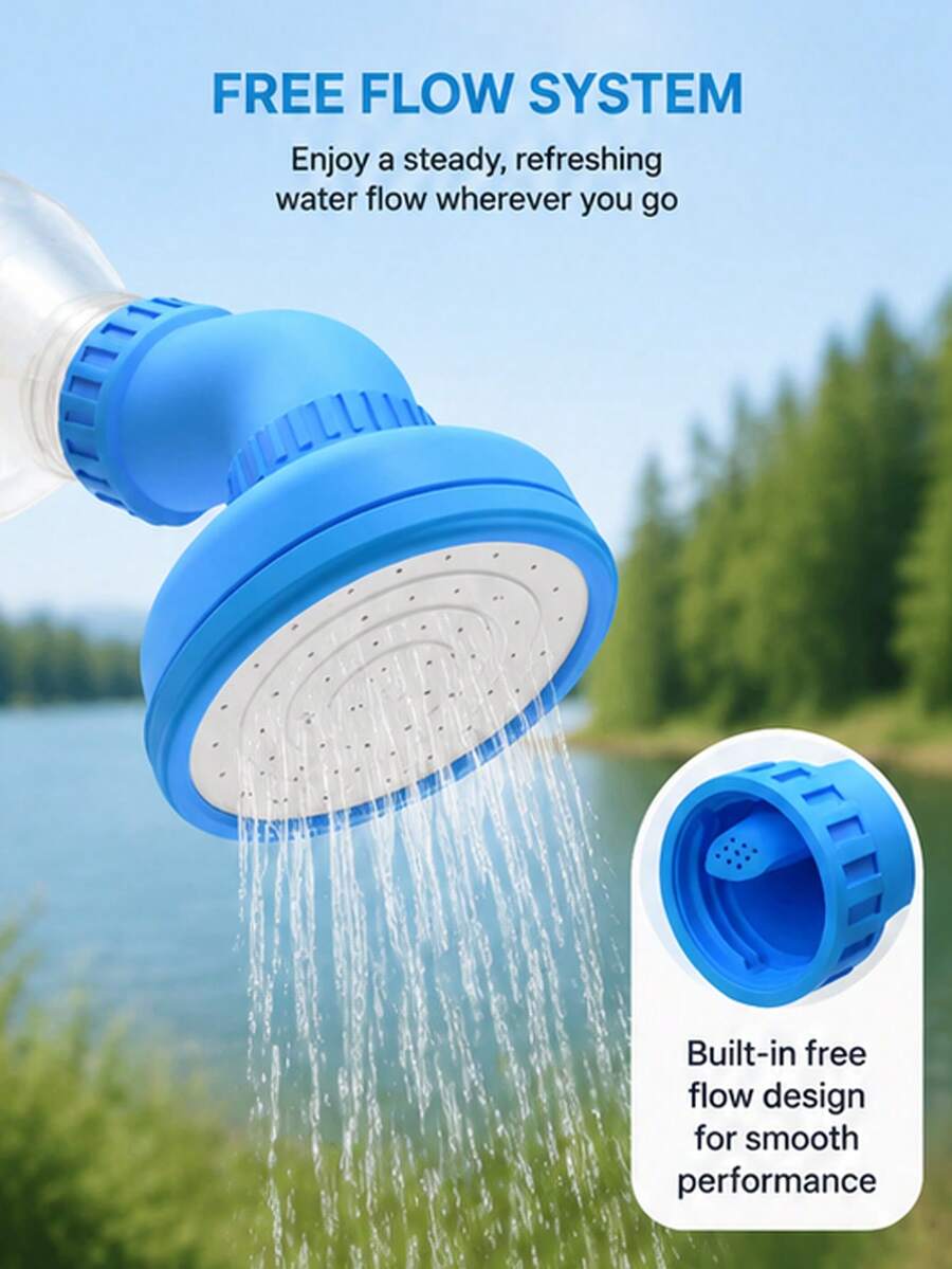 Portable Water Bottle Shower Head Adapter, Universal Water Bottle Shower Sprayer, Suitable For Outdoor Camping, Travel, Beach, Hiking And Pet Bathing, Lightweight Handheld Rinsing Tool For Personal Cleaning And Outdoor Activities - Multicolor - View 1