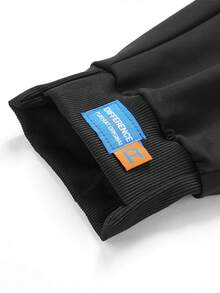 Women's High Waist Drawstring Cuffed Jogger Pants, Casual Sports Street Style Sweatpants Black - Black - View 3