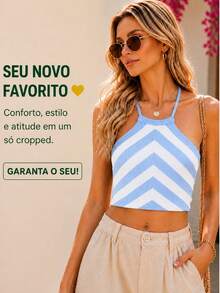 Women Knit Tops - Blue and White - View 6