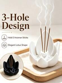 1pc Lotus Incense Holder, Creative Lotus Shaped Incense Burner, Helps Regulate Mood And Purify Air, Suitable For Living Room, Bedroom, Room, Desktop Decoration, Home Decor, Wedding, Essential Fragrance Tool For Yoga And Meditation Enthusiasts - Multiple Styles - View 3