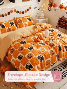 2/3pcs Halloween Print Duvet Cover Set, Button Closure Duvet Cover, Includes 1 Duvet Cover And 1/2 Pillowcases, No Duvet Insert, Suitable For Single/Double/Queen/King All Sizes, Home School Dorm Bedding, Machine Washable - Multicolor - View 6