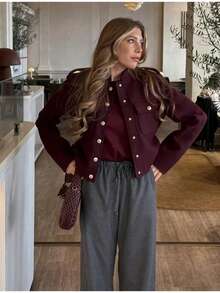 Women Jackets - Burgundy - View 2