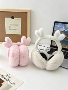1pc Cute Deer Horn Plush Earmuffs, Foldable Warm Ear Covers For Autumn/Winter, Versatile Outdoor Cold-Proof Ear Warmers For Girls And Students - Multicolor - View 2