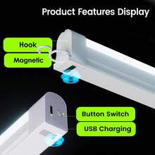 1pc LED Lighting Lamp, USB Fast Charging, Long Battery Life, Wide Lighting Range, Multiple Dimmable Modes, Magnetic Attachment And Convenient Hook, Portable, Suitable For Various Occasions, Can Be Used For Camping, Travel, Tents, Hiking, Street Vending, Car Repair, Wild Animal Deterrence, Photography Fill Light, Study Lighting, Farm, Power Outage Emergency - DBL-y1005 - View 7