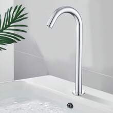 G1/2in Automatic Induction Touchless Faucet For Sink With Control Box For Bathroom Hand Washing - Silver - View 3