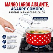 Cacerola universal antiadherente con estampado de puntos y mango único. - Ver 2