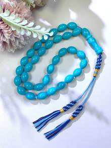 1pc Oval 33-Bead Muslim Men's Prayer Beads, Colorful Resin Material High-Quality Prayer Beads, Daily Wear, Festival Wear, Couple Prayer Beads - Multicolor - View 7