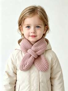 Baby Winter Solid Color Versatile Knitted Hooded Scarf - Fashionable Soft Wool Scarf, Suitable For Outdoor Use - Multicolor - View 3