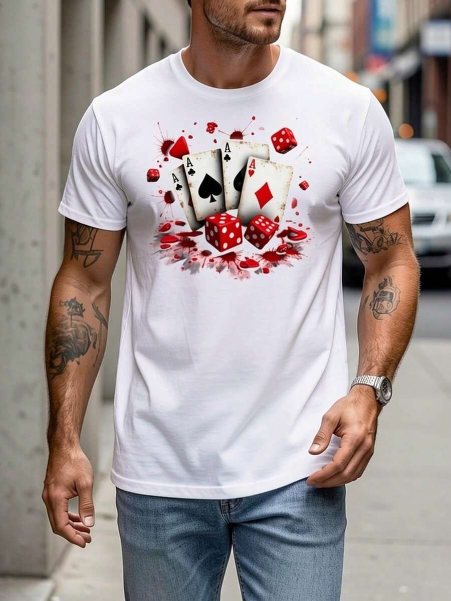 Camiseta de Verano para Hombre, Estilo Casual Deportivo, Mezcla de Algodón, Suave, Transpirable, Corte Holgado, Cuello Redondo, Disponible en Blanco/Azul/Negro, Estilo Casual Elegante, Adecu - Blanco - Ver 1