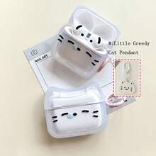 1pc Sleepy Cat Expression Earphone Protective Case Compatible With Apple 1/2, 4th Generation Protective Shell Pro/Pro2/3rd Generation Apple Wireless Bluetooth Earphone Protective Case Pro3 With Cute Cat Pendant - Multicolor - View 2